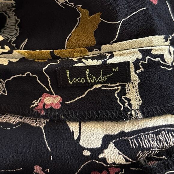 Loco Lindo Size M Floral Print Midi Dress Vintage Retro Pinup - Picture 4 of 6